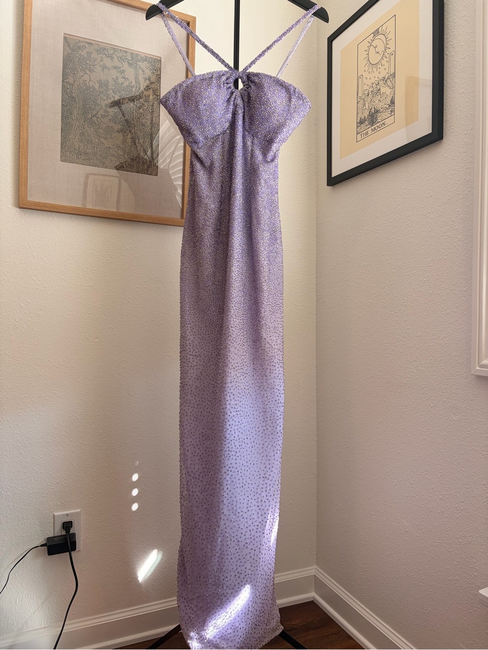 Scala 100% Silk Lavender Beaded Dress - Women S